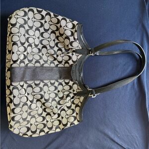 Coach Black and Grey Patterned Tote